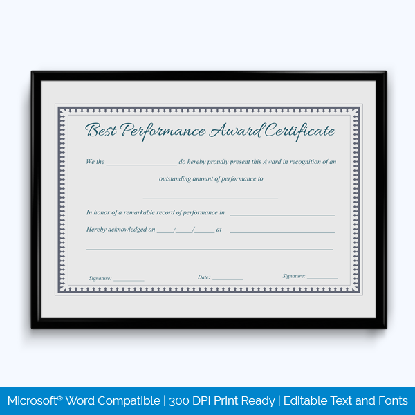 Best performance certificate template