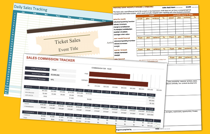Sales Tracking Template - 5 Printable Spreadsheets