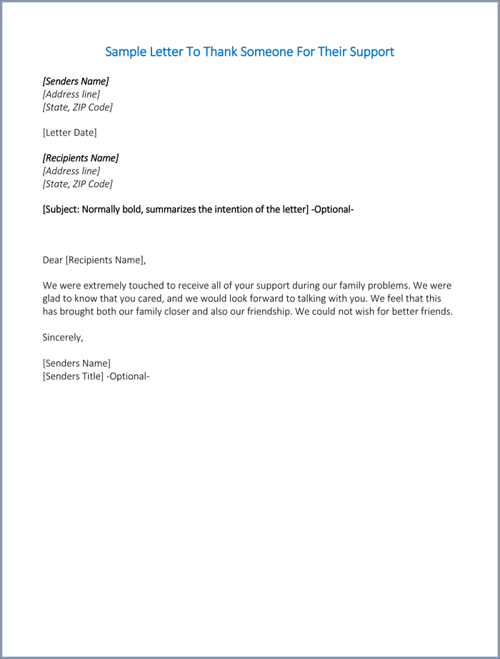 Thank You Letter To Customer For Their Support from www.wordlayouts.com