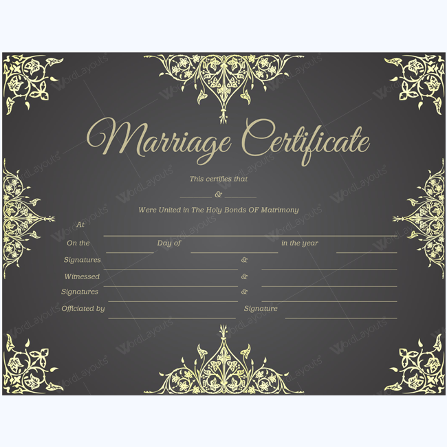 editable marriage certificate