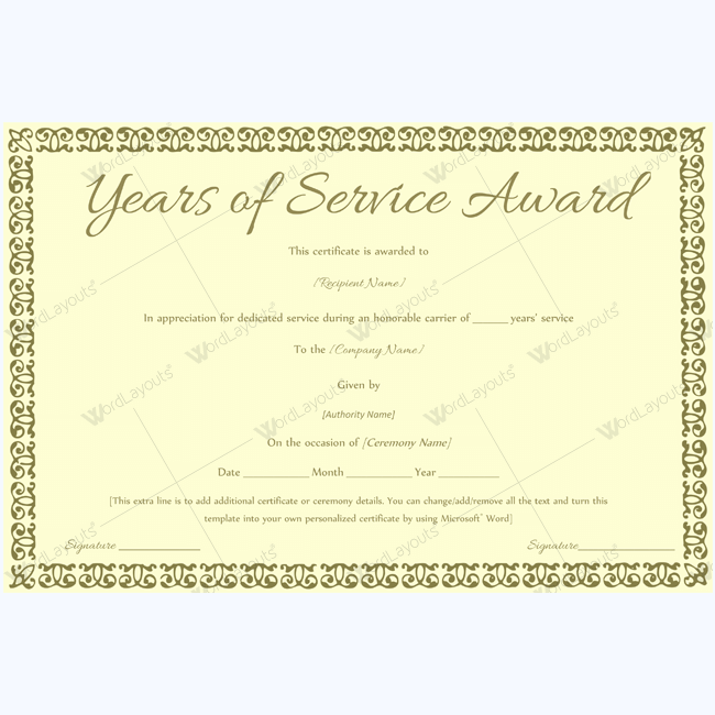 Printable retirement award certificate template