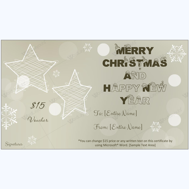 Shinning Stars Christmas Gift Certificate Template