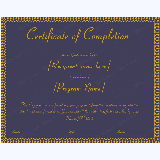 free certificate of completion templates