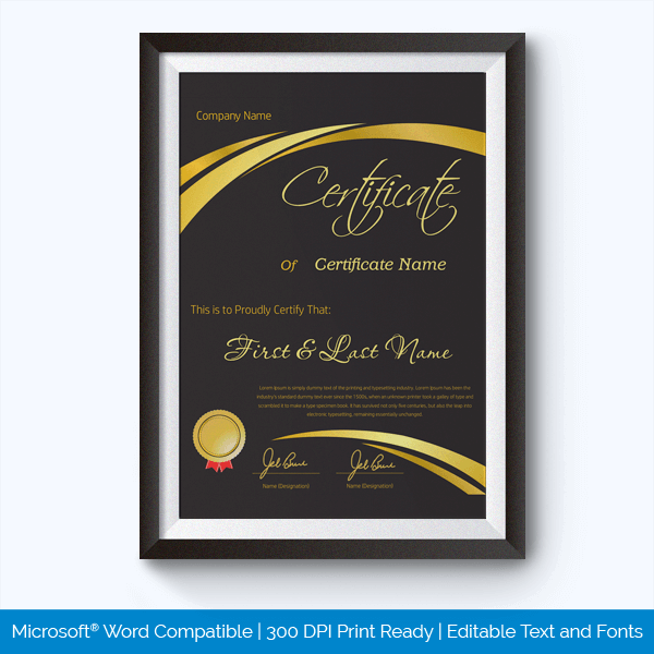 printable certificate templates for word