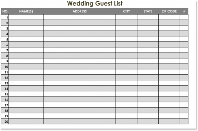 guest list planner excel