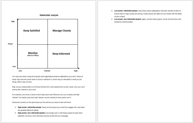 Stakeholder Analysis Template for Word