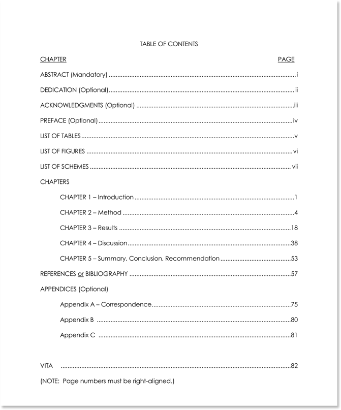 Table of Contents Template Word 2013