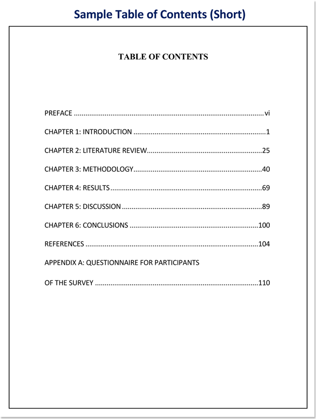 Table of Contents Templates and Examples
