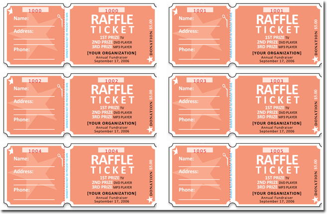 2 pieces raffle ticket templates for word