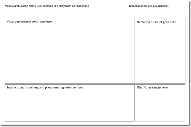 Lesson Learning Storyboard Template for Word