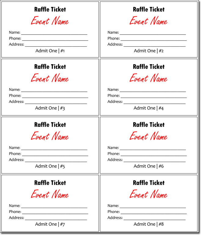 20 Free Raffle Ticket Templates With Automate Ticket Numbering