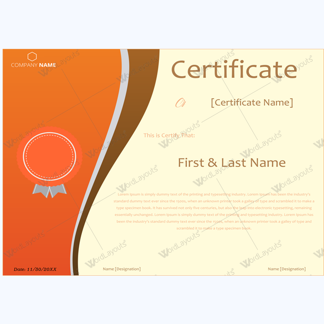 Appreciation award certificate template