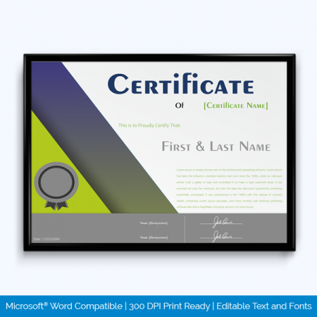 Award Certificate of Completion
