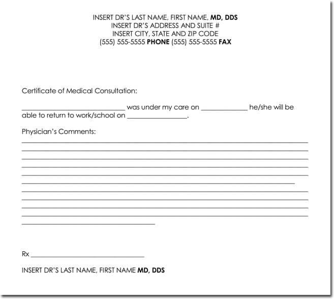 Blank doctors note templates free download