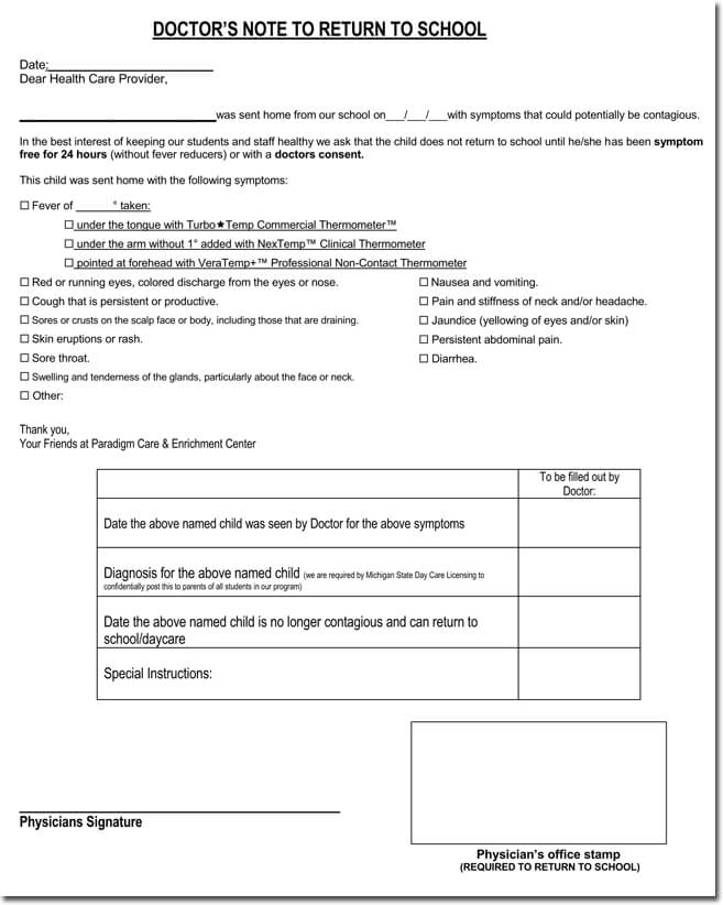 Detailed Doctor Note Template PDF