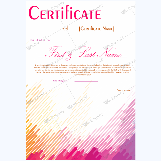 Participation award certificate template