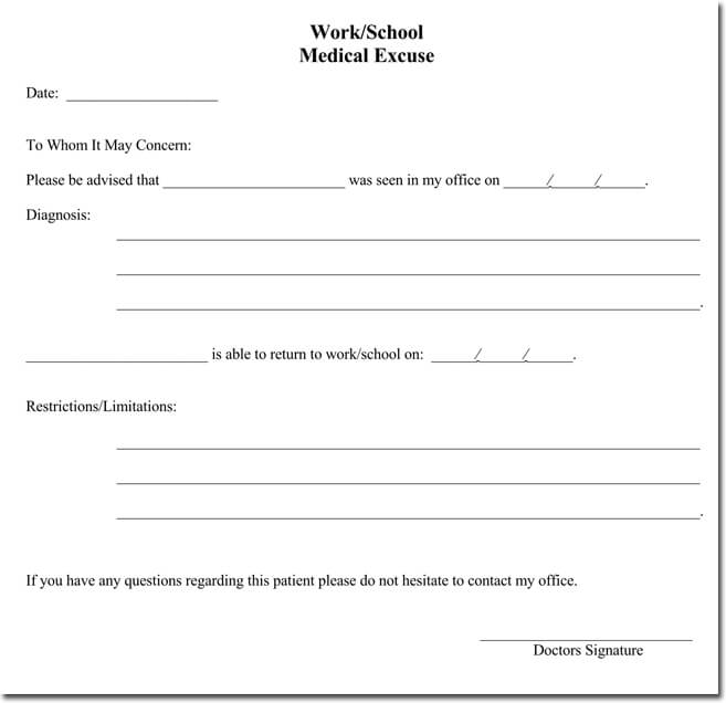28 Free Doctor s Note Templates Forms To Create Doctor s Excuse