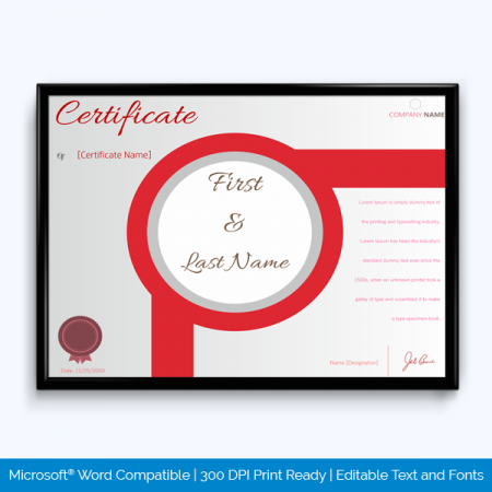 award certificate of participation