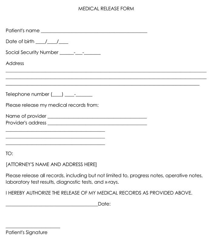 Medical History Release Form
