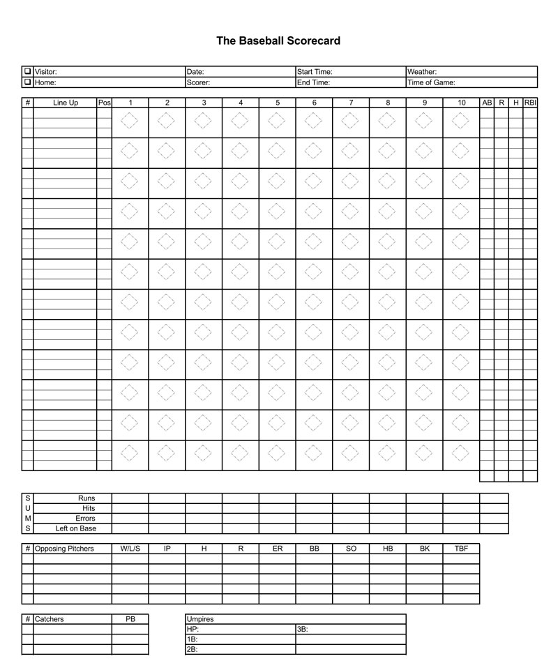 Baseball Score Sheets Free Printable Word Excel PDF Format