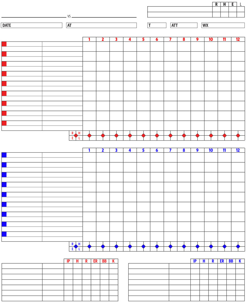 Printable Baseball Score Card for PDF