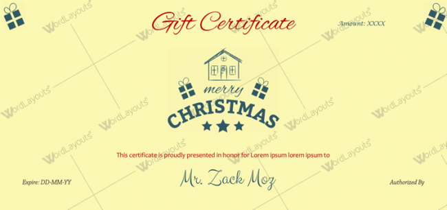 Christmas Certificate (Home Stamp)