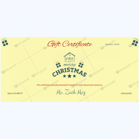 Christmas Certificate (Home Stamp)