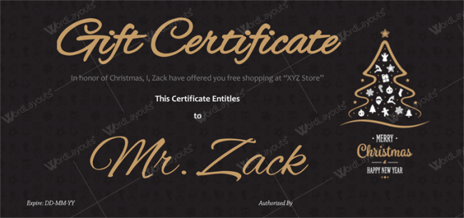 Christmas Certificate (Classic Black Background)