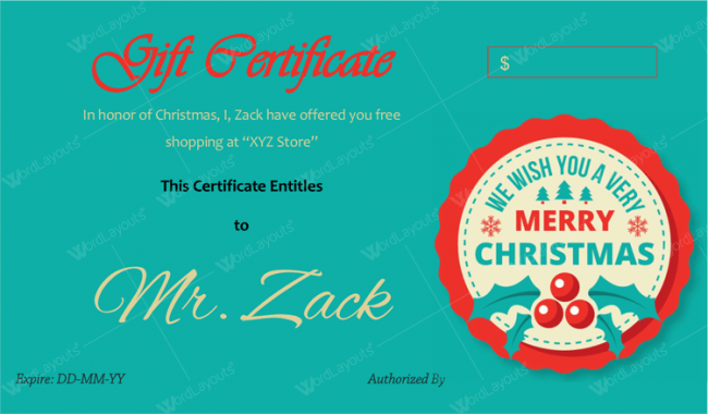 Christmas Certificate (Red Cherry)