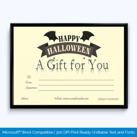 Free Printable Halloween Gift Certificate