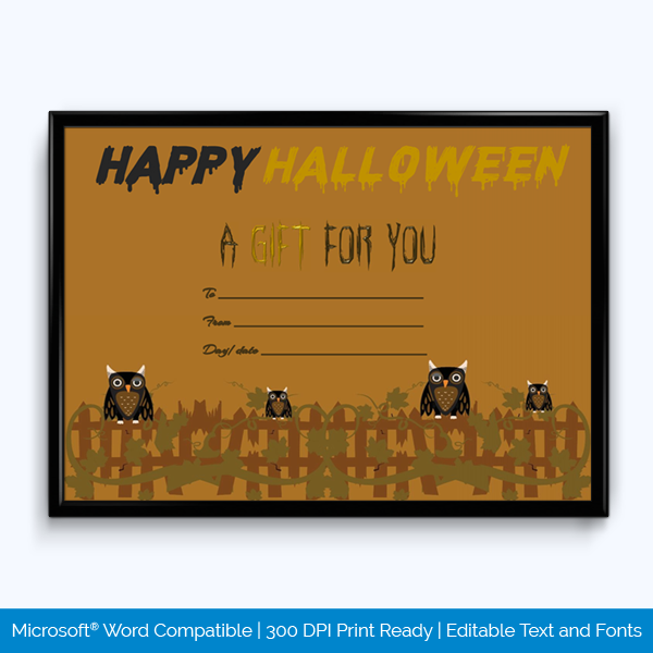 Printable Halloween Gift Certificate Template