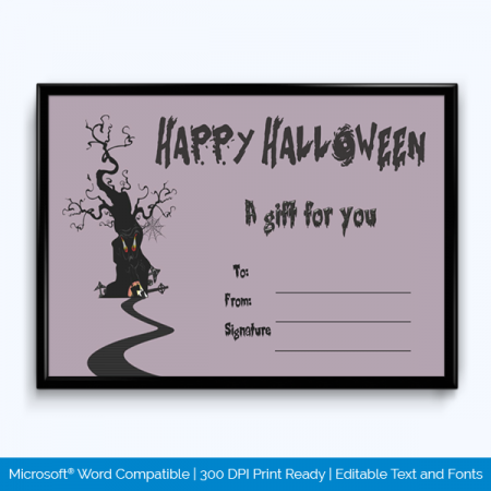 Printable Halloween Gift Certificate