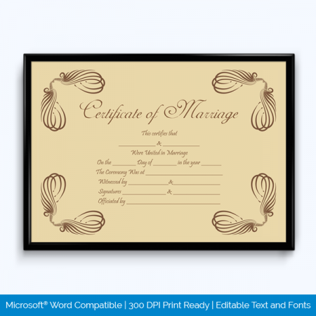 Printable Marriage Certificate