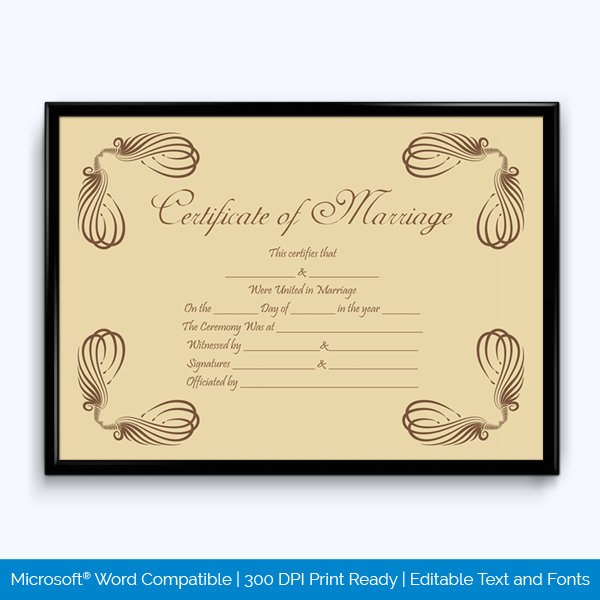Printable Marriage Certificate