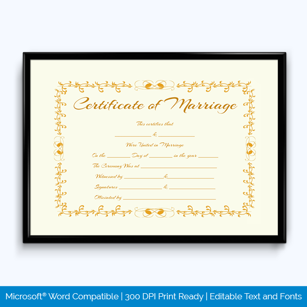 Keepsake Marriage Certificate Template