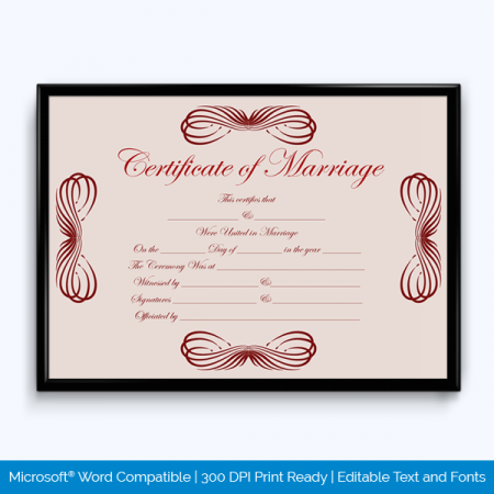 Marriage Certificate Template Example