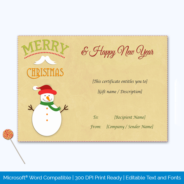 Christmas Gift Certificate Free
