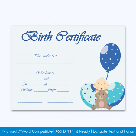 Birth-Certificate-Template-(Ballons,-#4336)-Preview