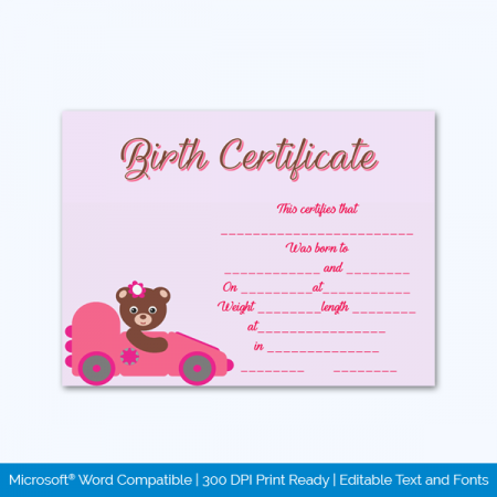 Birth-Certificate-Template-Bear-Car