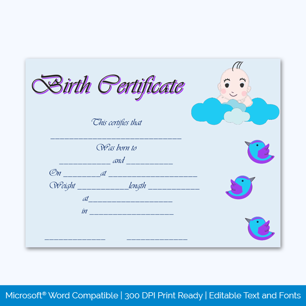 Birth-Certificate-Template-(Birds,-#4338)-Preview