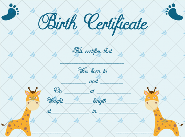 Birth-Certificate-Template-(Girrafe,-#4340)