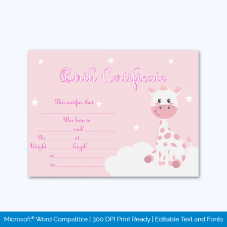 Birth-Certificate-Template-Girraffe