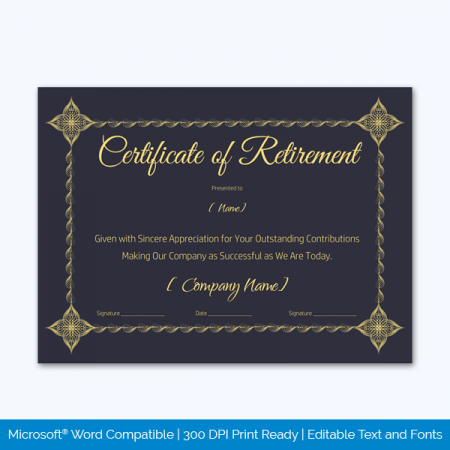 Free Retirement Certificate Templates For Word