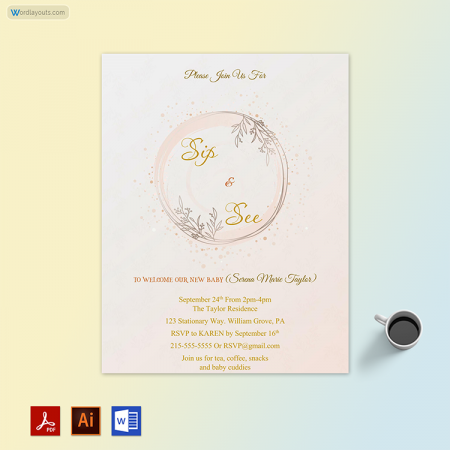 Editable Sip and See Party Invitation