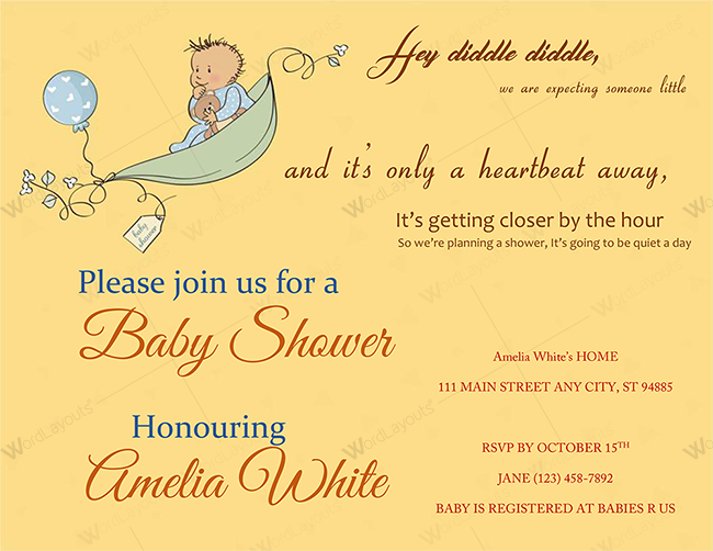Baby Shower Invitation Template Preview