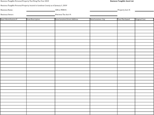 Free Asset List Templates For Word Excel And Pdf