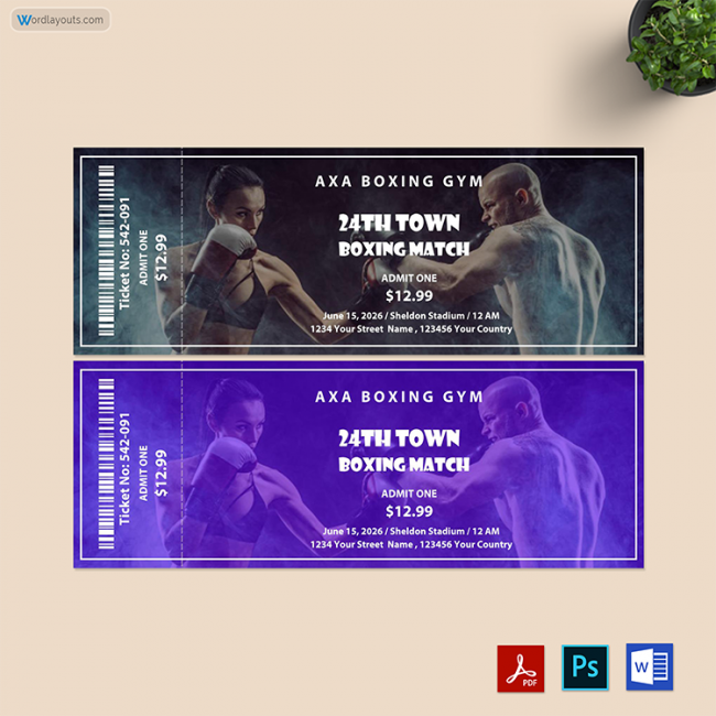 Boxing Ticket Template 02