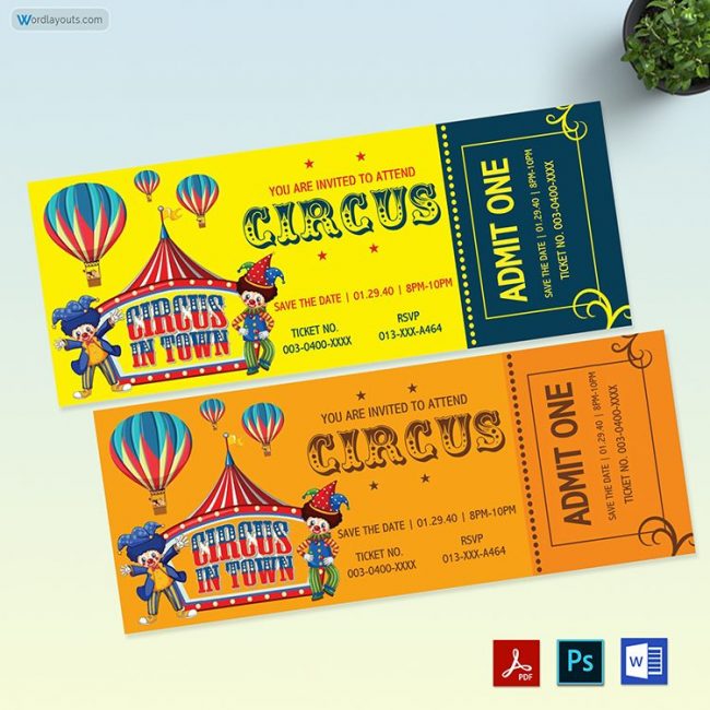 Circus Birthday Ticket Template 01