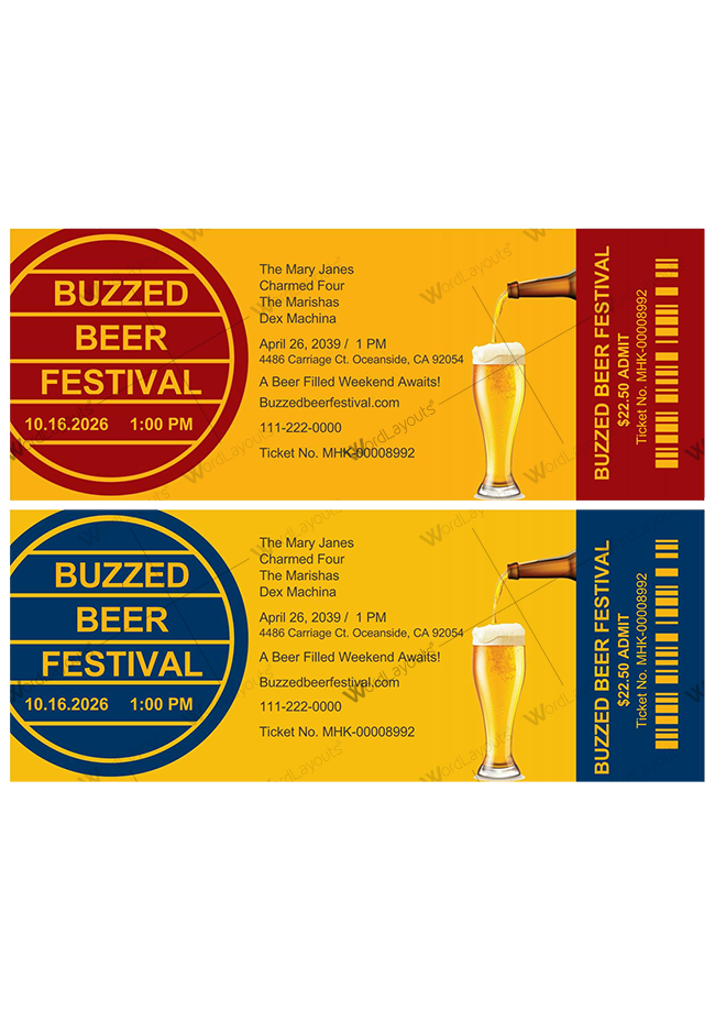 Beer Festival Ticket Template 01