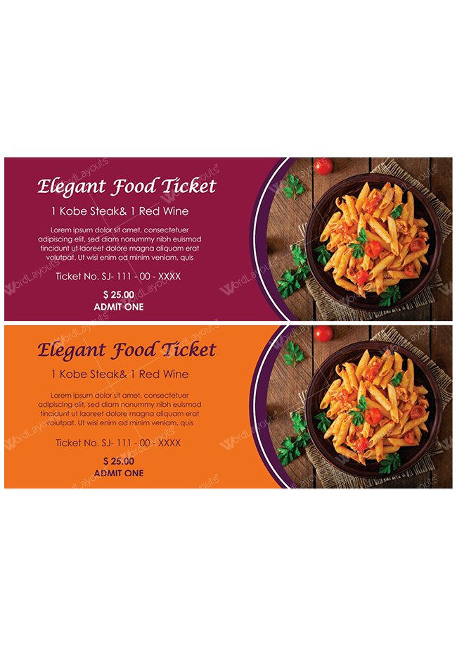Elegant Food Ticket Template 02